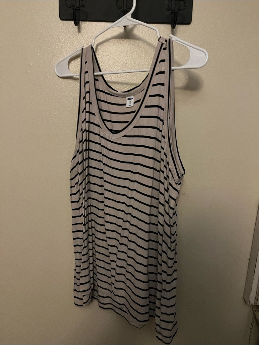 Old Navy Beige and Black Striped Scoop Tank Luxe